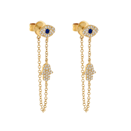 Tala Evil Eye Chain Stud Earrings